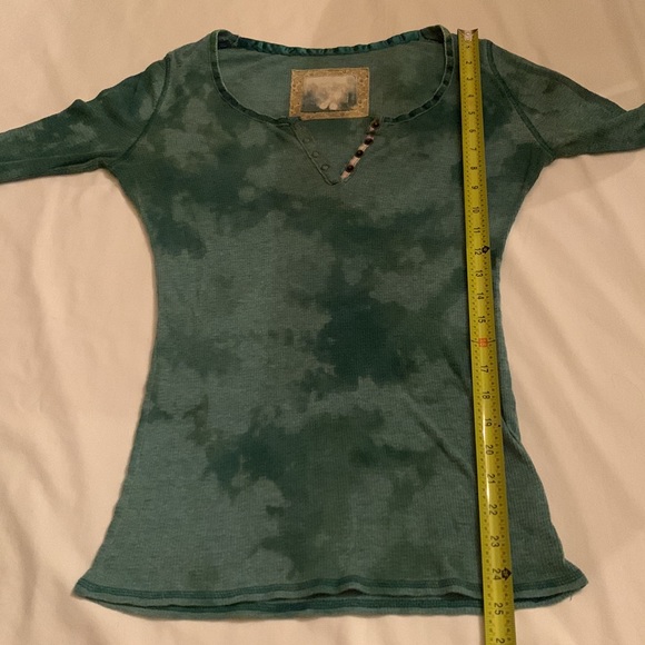 Y2K Decree green henley v neck snap thermal button Bella Swan like top L - Picture 5 of 6
